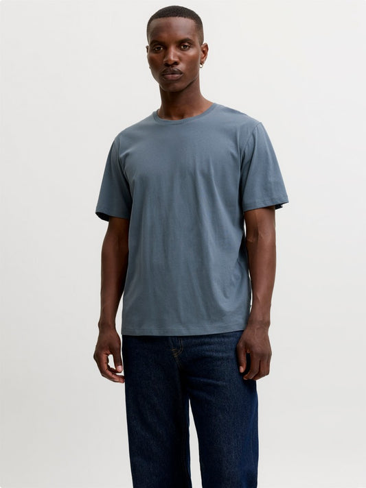 JJEORGANIC BASIC TEE SS O-NECK NOOS - STEEL BLUE