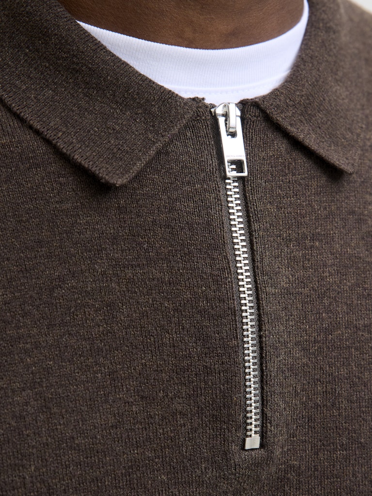 JJEEMIL KNIT POLO HALF ZIP LS NOOS