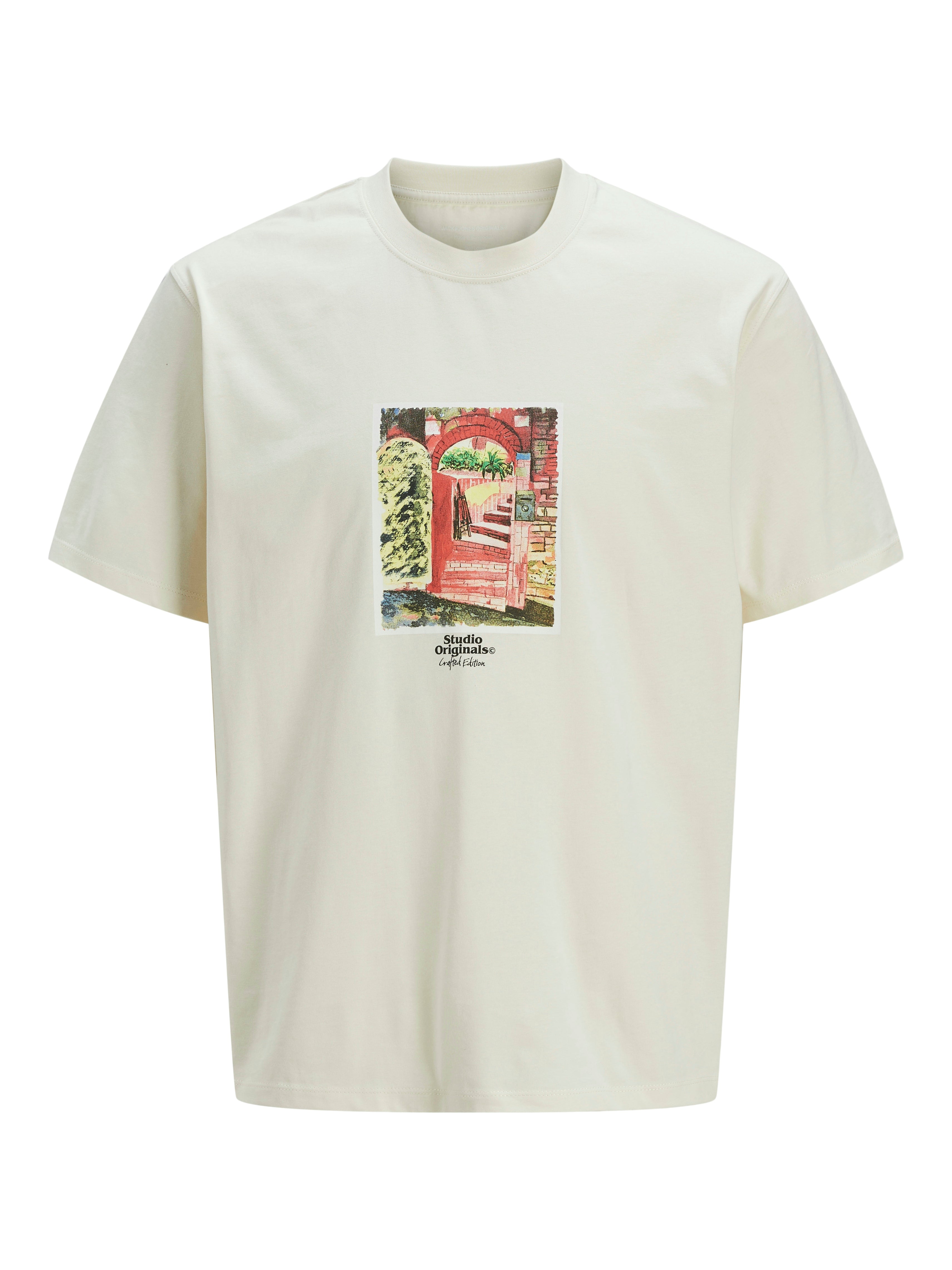 Jack & Jones JORPAROS EASTER SKETCH TEE CREW NECK - Camiseta Estampada Antique White Printgrapes Ja222o607 A13