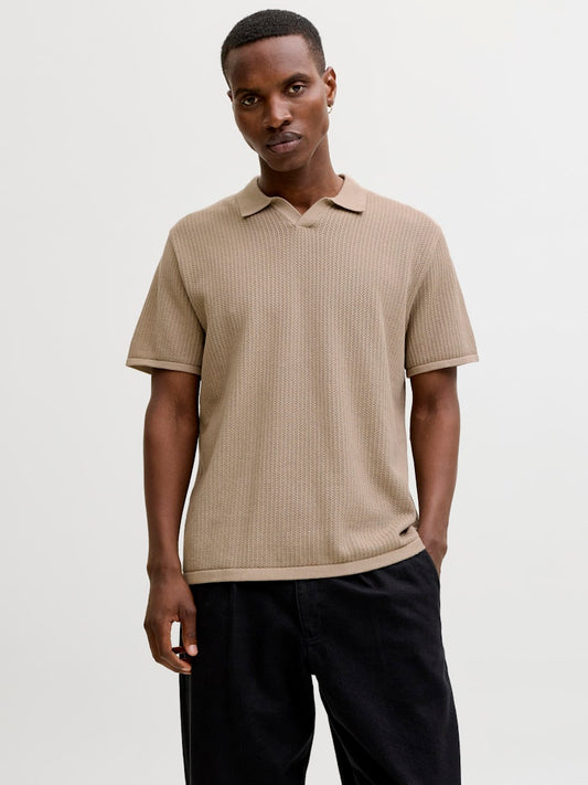 JJEJERRY KNIT SPLIT NECK POLO SS