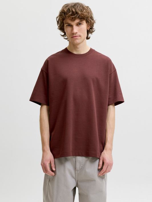 JJEBARRON TEE SS O-NECK NOOS - DARK BROWN