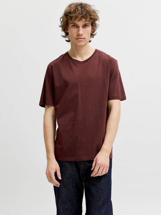 JJEORGANIC BASIC TEE SS O-NECK NOOS - BURGUNDY