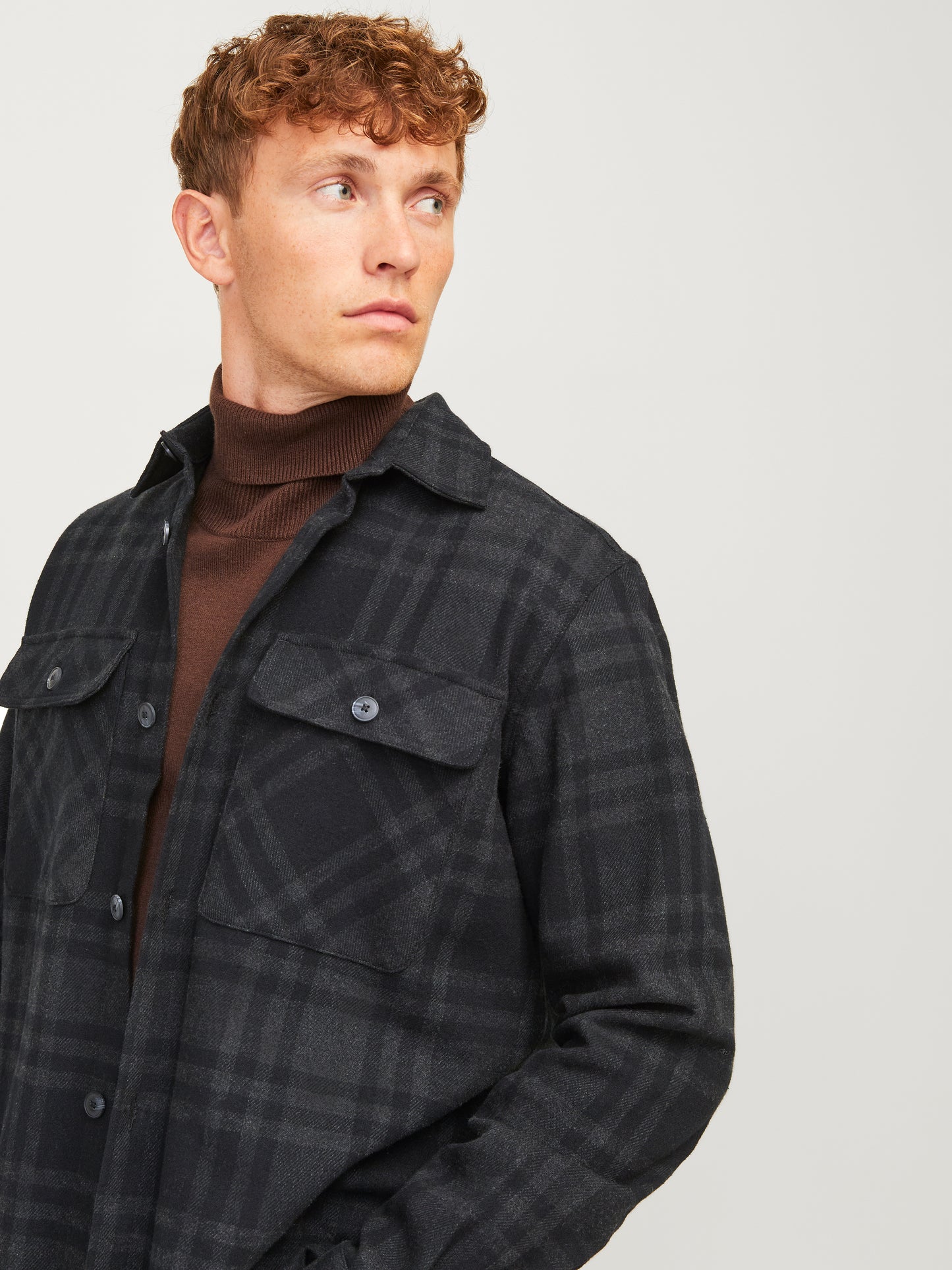 JPRRAYMOND MELANGE CHECK LS OVERSHIRT SN