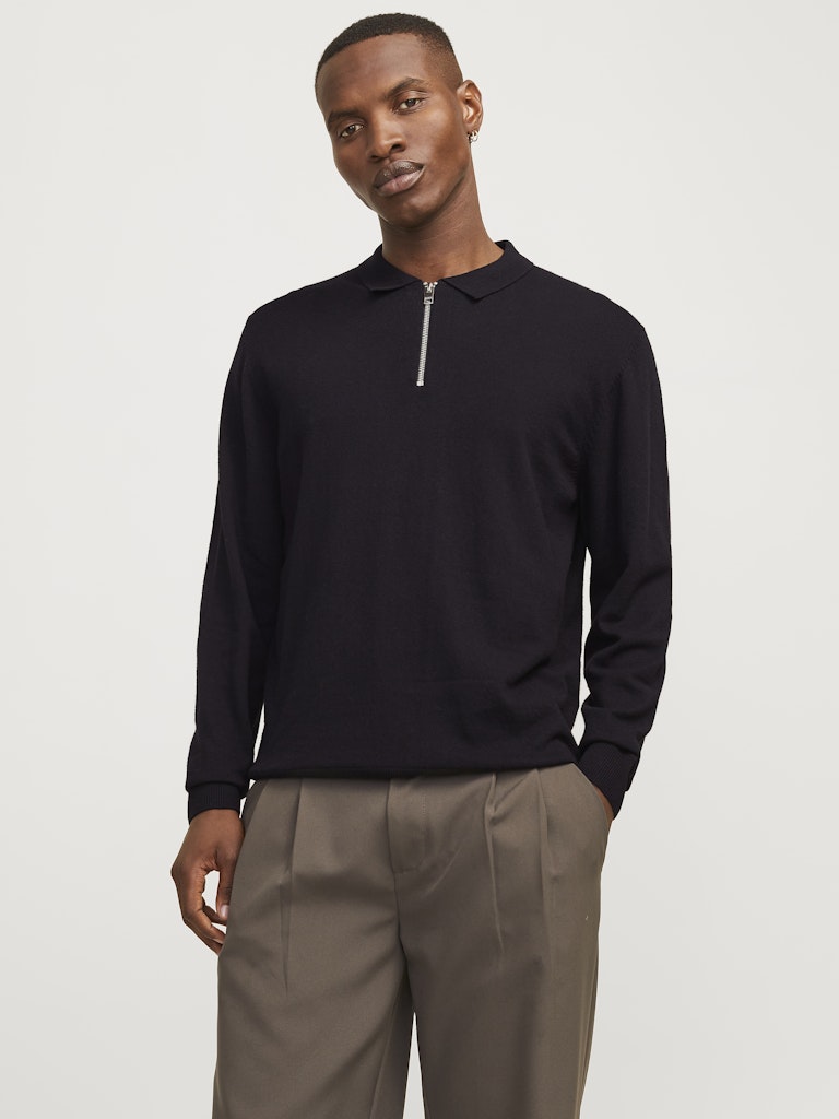 JJEEMIL KNIT POLO HALF ZIP LS NOOS