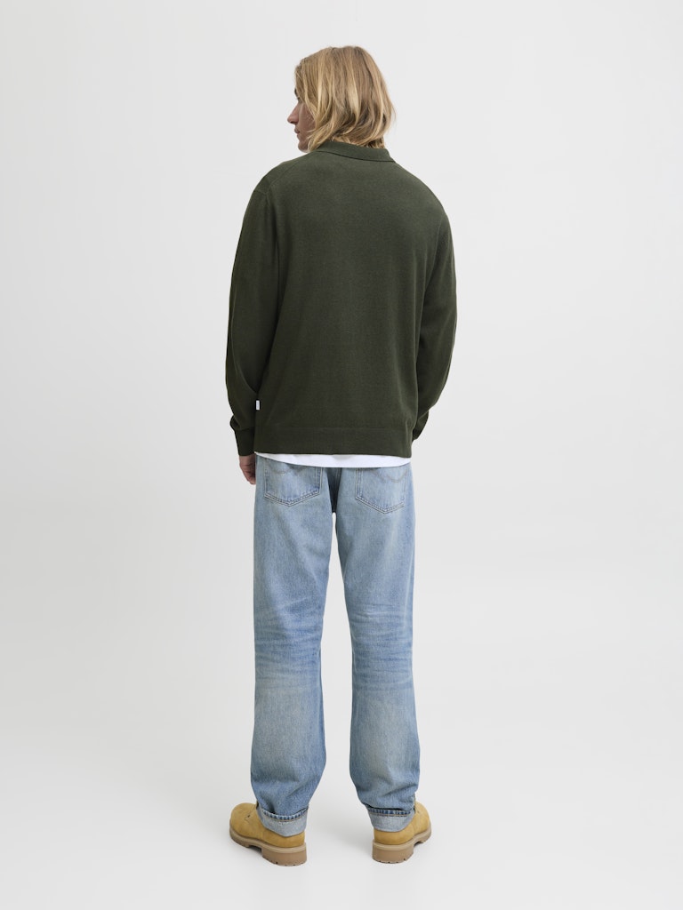 JJEEMIL KNIT POLO HALF ZIP LS NOOS