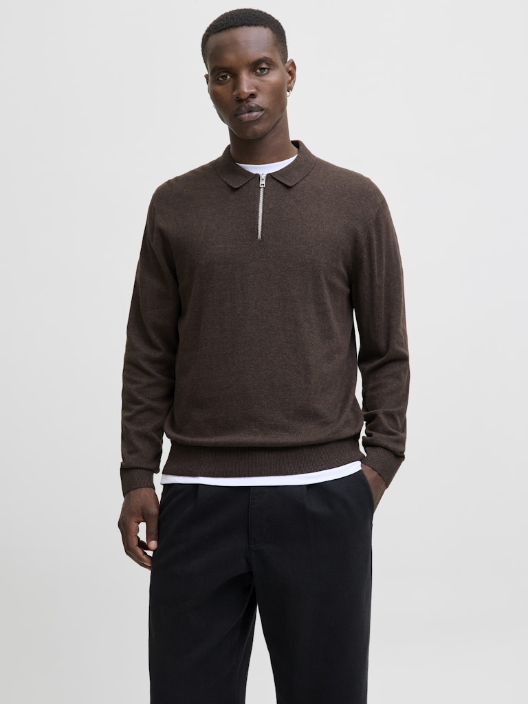 JJEEMIL KNIT POLO HALF ZIP LS NOOS