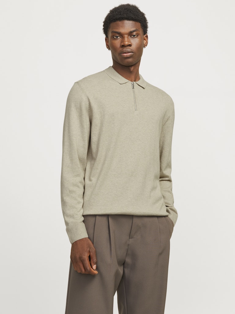 JJEEMIL KNIT POLO HALF ZIP LS NOOS