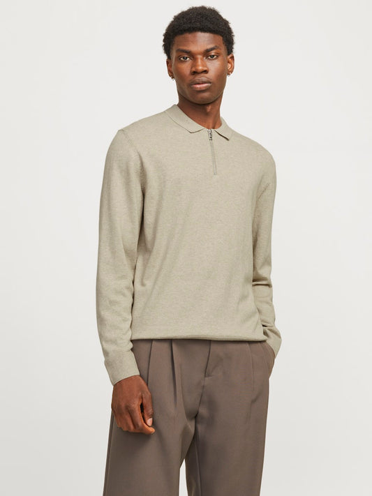 JJEEMIL KNIT POLO HALF ZIP LS NOOS
