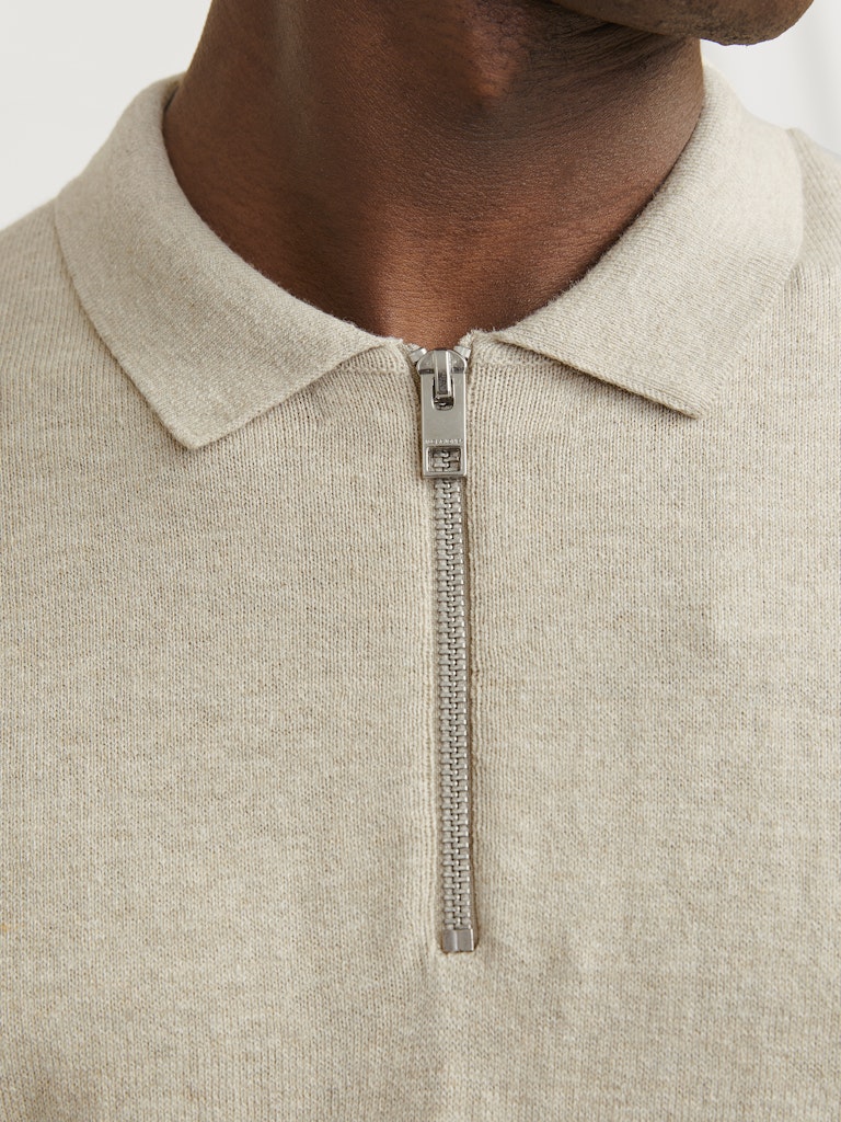 JJEEMIL KNIT POLO HALF ZIP LS NOOS