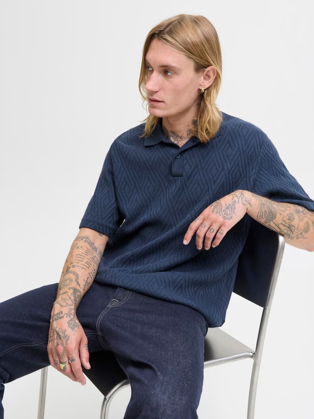 JPRBLUHARRY SS SPLIT NECK POLO SN