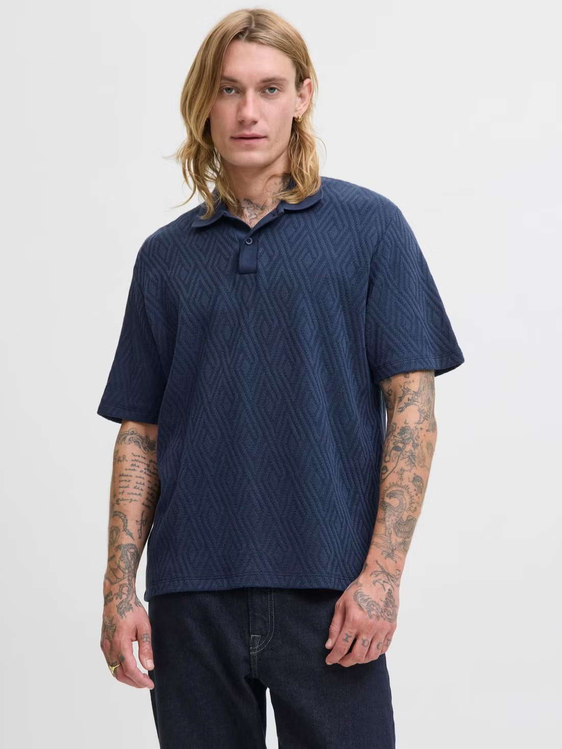 JPRBLUHARRY SS SPLIT NECK POLO SN