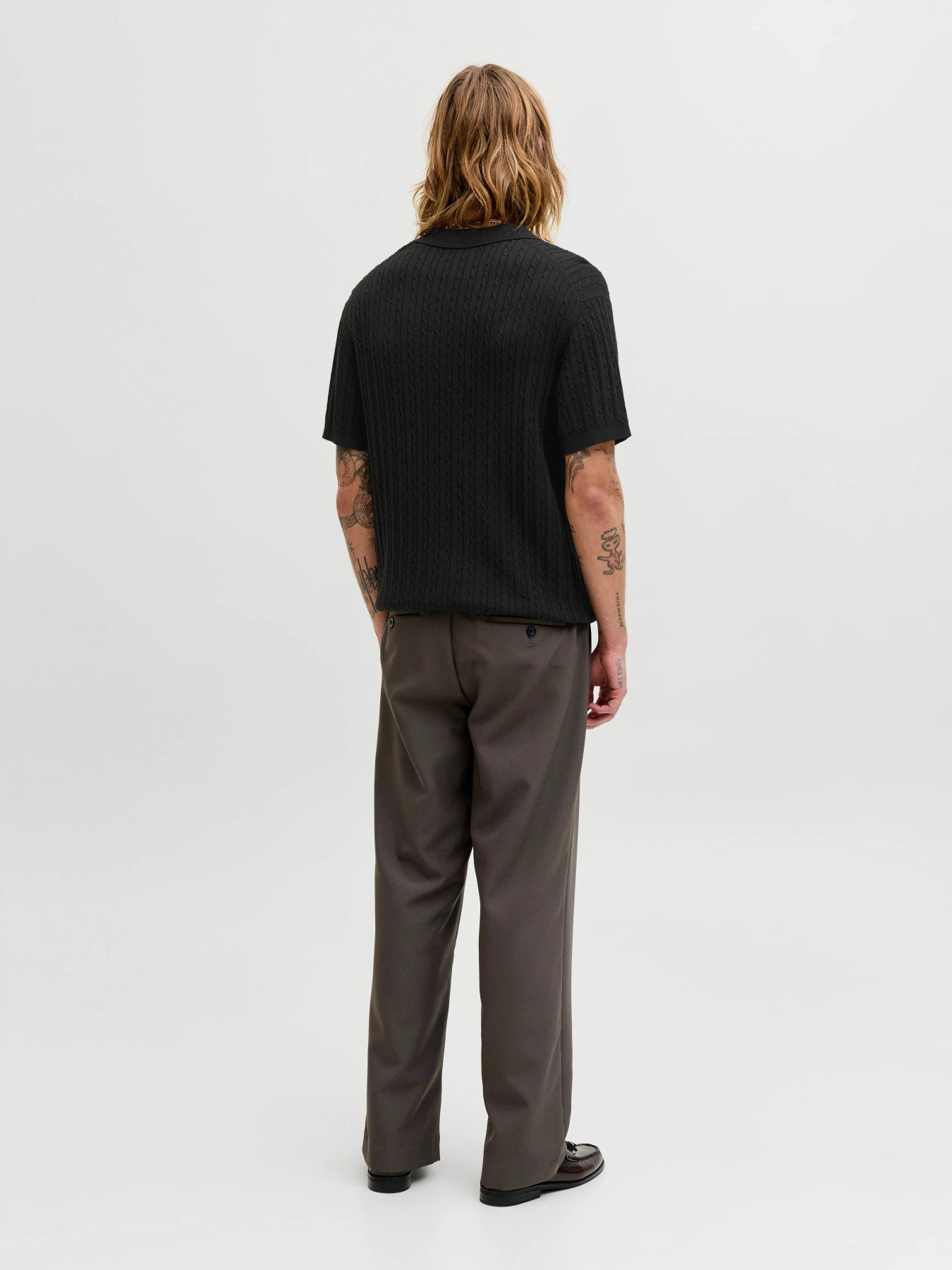 JJEEMIL KNIT CABLE POLO SS LN