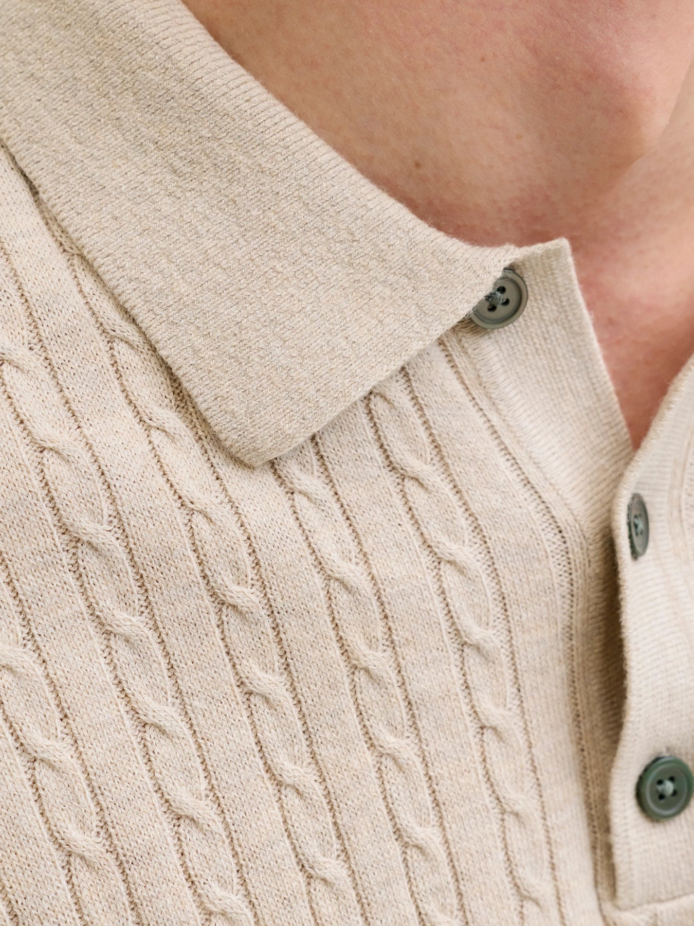JJEEMIL KNIT CABLE POLO SS LN