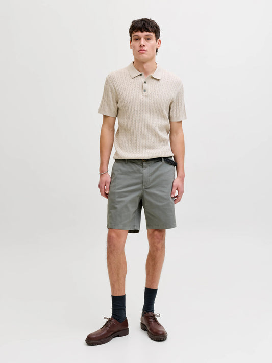 JJEEMIL KNIT CABLE POLO SS LN