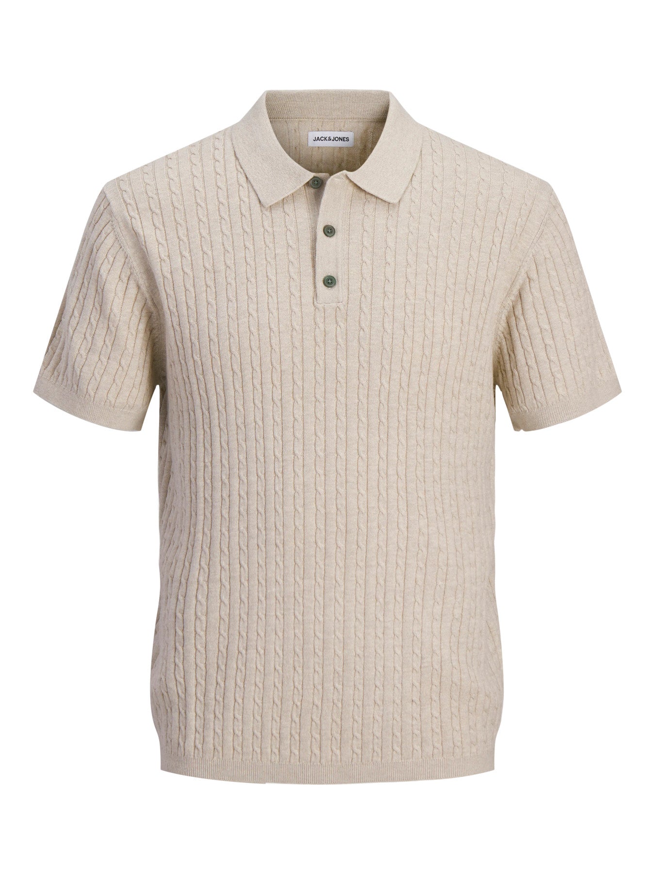JJEEMIL KNIT CABLE POLO SS LN