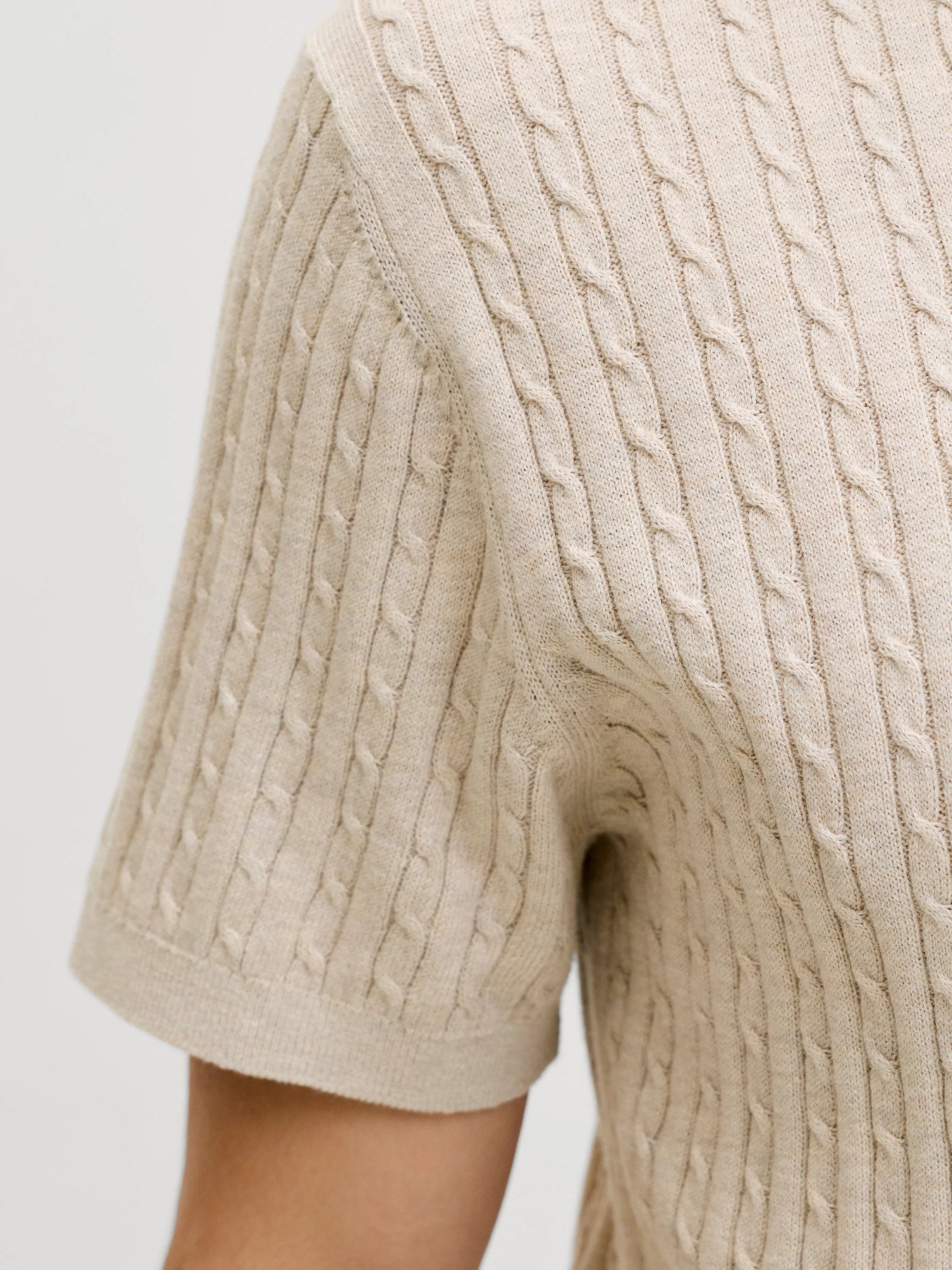 JJEEMIL KNIT CABLE POLO SS LN