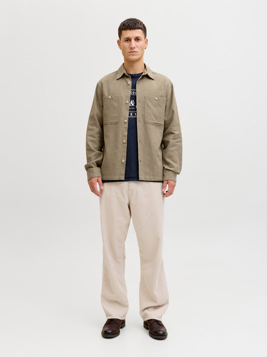 JPRBLURAYLE LINEN BL. SOLID LS SHIRT SN
