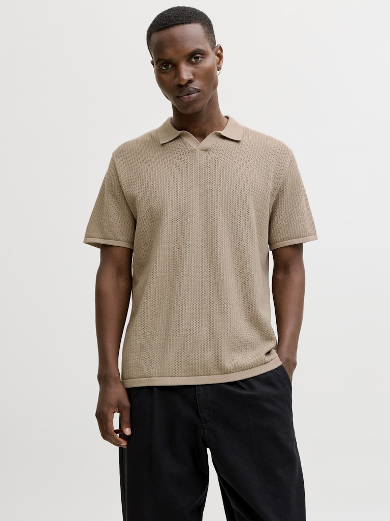 JJEJERRY KNIT SPLIT NECK POLO SS