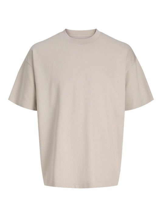 JJEBARRON TEE SS O-NECK NOOS - BEIGE