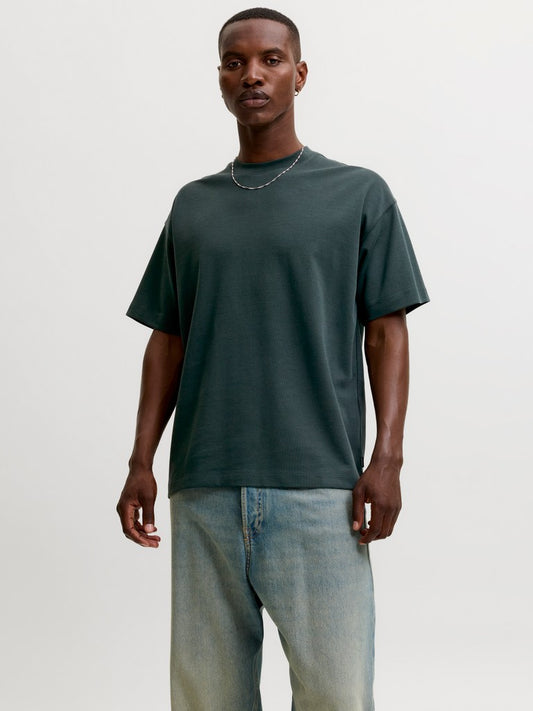 JJEBARRON TEE SS O-NECK NOOS - DARK GREEN