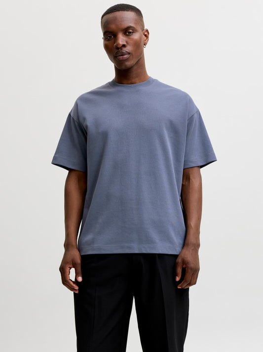 JJEBARRON TEE SS O-NECK NOOS - STEEL BLUE