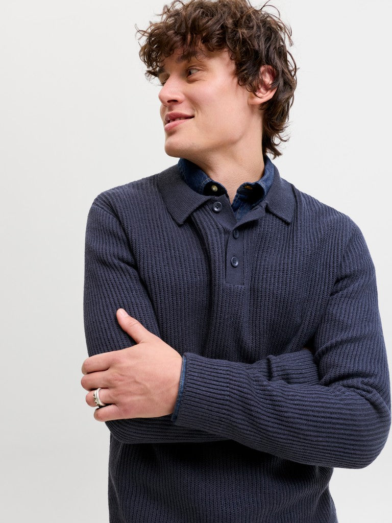 JJPANNEL KNIT LS POLO AW26
