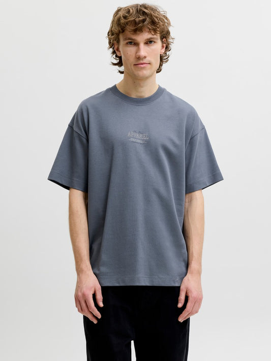 JJEBARRON STUDIO TEE SS O-NECK SN - STEEL BLUE